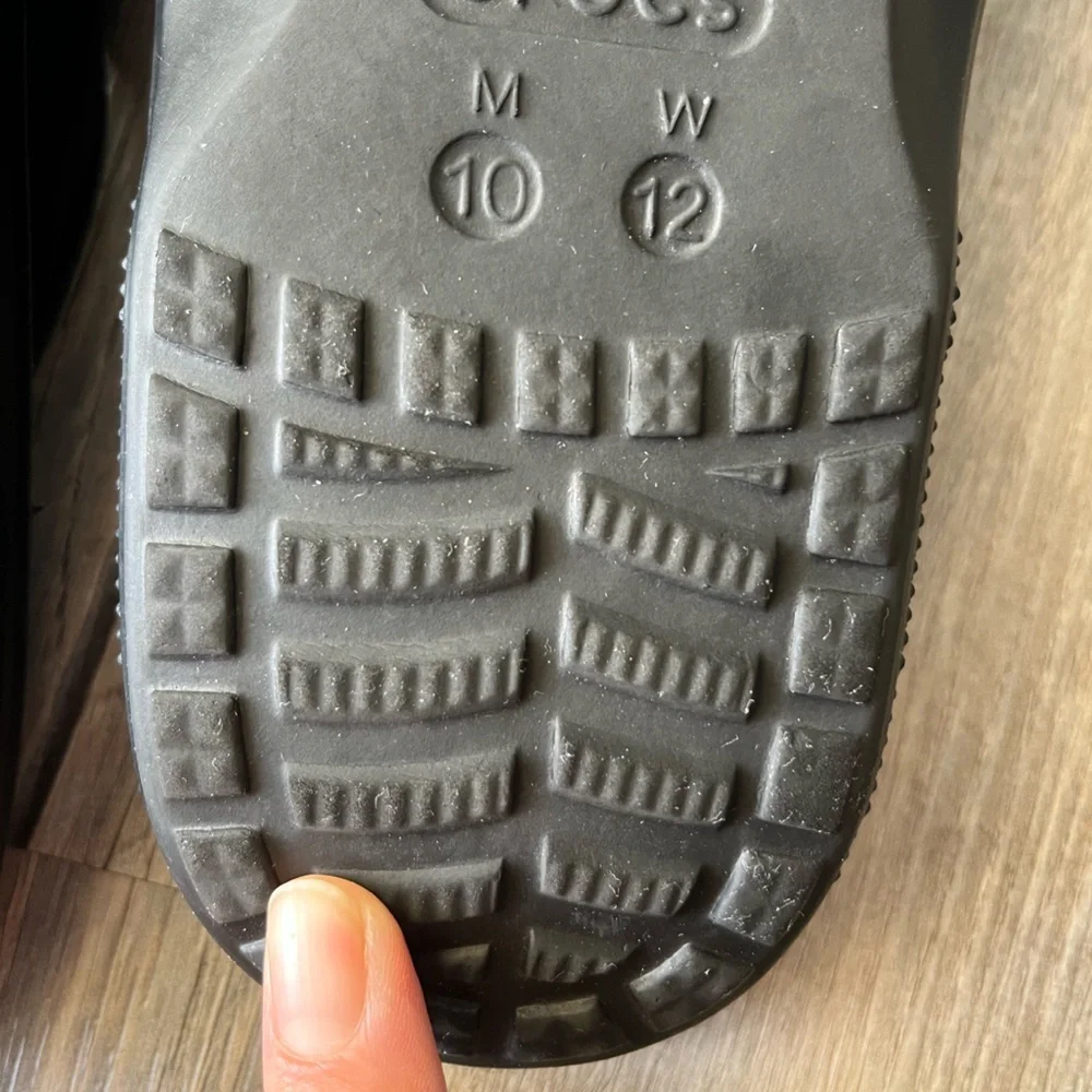 CROCS Black Baya Iconic Comfort Unisex Flip Flops Women’s size 12
